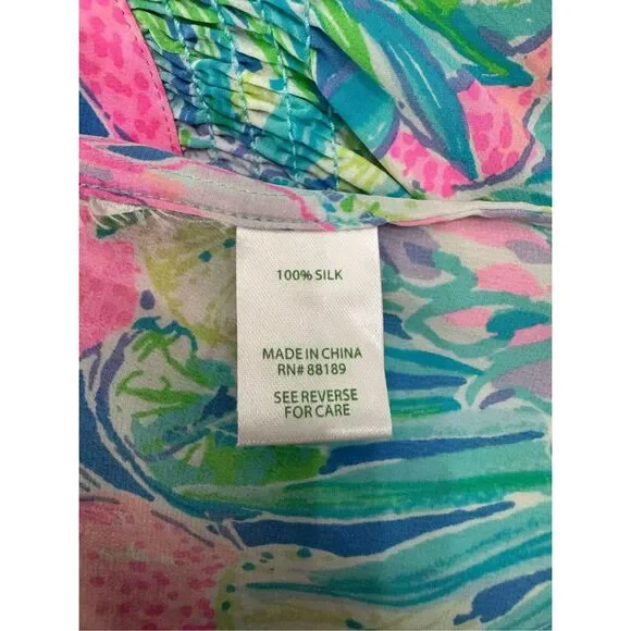 Lilly Pulitzer Small Elsa Silk Top Peony For Your‎ Thoughts Blouse - Picture 6 of 6